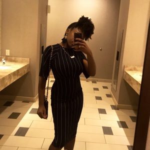 Blue stripes midi dress